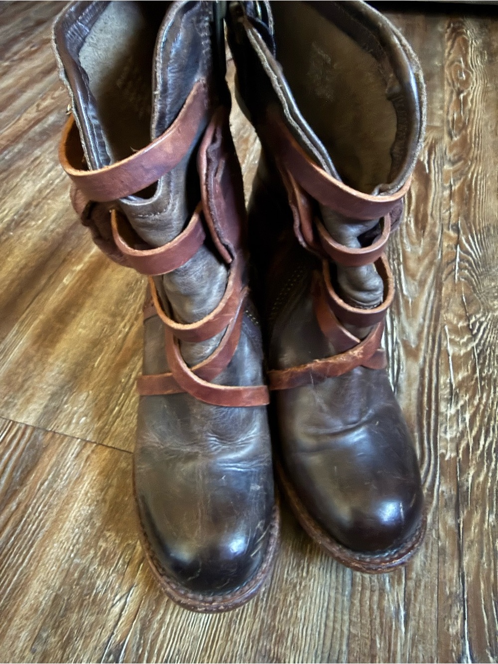 Women Freebird Brown Leather Strap Boots